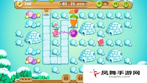 保卫萝卜2攻略：第12关攻略 极地冒险1宝石金萝卜教程